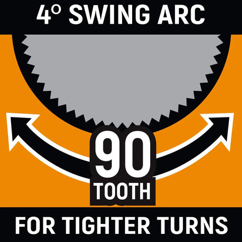 Diagram showing 4° swing arc and 90 tooth gear for Two Piece 1/4 And 3/8 Inch Drive Ratchet Set With 90 Tooth Full Polish Flex Head.
