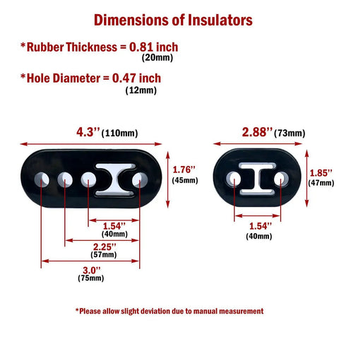 Dimensions of rubber insulators in Universal Muffler Hanger Kit 16 Piece With 10mm Weld On Rods Zinc Coated Mild Steel And Rubber Insulators