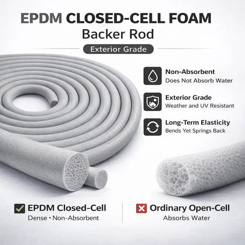 Heavy Duty Quarter Inch Backer Rod EPDM Closed Cell Foam Caulk Saver 33 Foot Coil showcasing exterior grade features and texture.