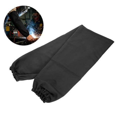 Heavy Duty Welding Arm Sleeves Heat Resistant Cotton Forearm Guards Breathable Elastic Fit Sleeve Set For Mechanics And Metalworkers, black sleeves.
