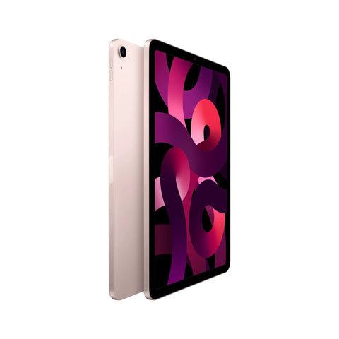 Next Level iPad Air Fifth Gen Serving Hella Fast Processing With That Sweet M1 Chip Inside A Sharp Ten Point Nine Inch Liquid Retina Display Plus Sixty Four Gigabytes Storage And Super Quick Wireless Connection In Gorgeous Pink, viewed from the side.