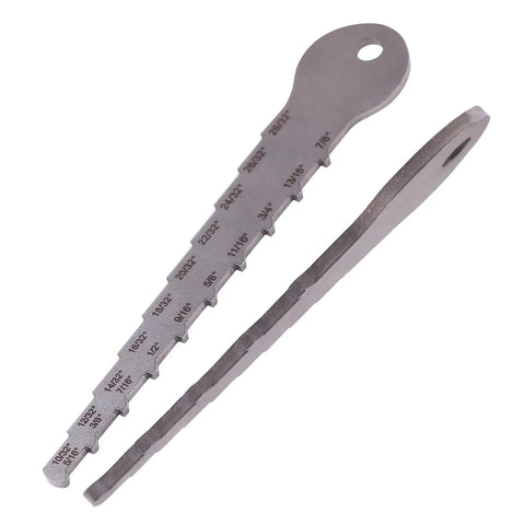 Workhorse Stainless Steel Brake Pad Thickness Gauge And Drum Wear Measurement Tool, pocket-sized ruler for auto diagnostics.