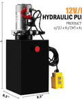 15 Quart Double Acting Hydraulic Pump for Dump Trailers and Trucks, 12V DC Power Unit With Metal Reservoir, 23x8.5x8.5 inches