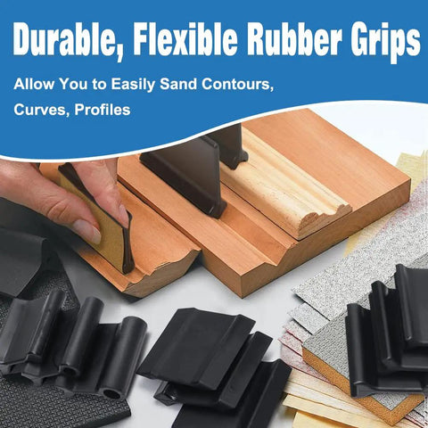 Clutch Ergonomic Contour Sanding Grip Set With Slick Non Slip Rubber Palm Pad And Tight 21 Profile Designs for sanding contours on wood.