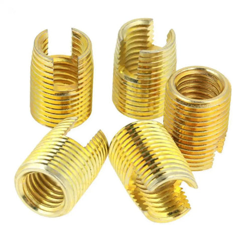 50 Piece Slotted Thread Repair Kit Carbon Steel Self Tapping Inserts Fastener Fixer Tool For Auto And Home Use Strong Metal Solution, gold inserts