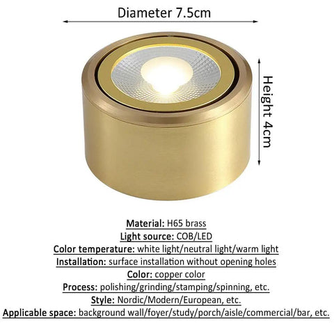 8 Pack Brass Trim Retrofit LED Recessed Lighting Tough As Nails Copper Housing Directional Eyeball Downlights Triple Switch 3000K To 6500K Clean Smooth Glow, copper surface mount light 7.5cm diameter.