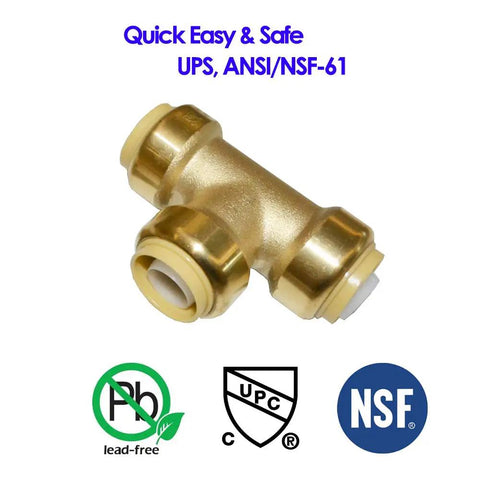 Three Quarter Inch Pex Tee Push Fit Plumbing Fitting Brass Push To Connect 12 Pack For PEX Copper CPVC And PERT Pipes Quick Easy Install