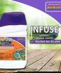 Infuse Systemic Disease Control Concentrate For Lawn And Ornamentals Broad Spectrum Fungicide bottle on wooden surface