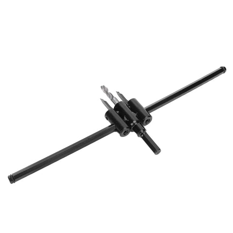 Heavy Duty Adjustable Hole Saw Kit With Double Blade Alloy Steel Cutter For Precise Wood And Plastic Board Drilling 30 To 300mm Diameters Fast DIY Woodworking Accessory Tool, black adjustable drill bit