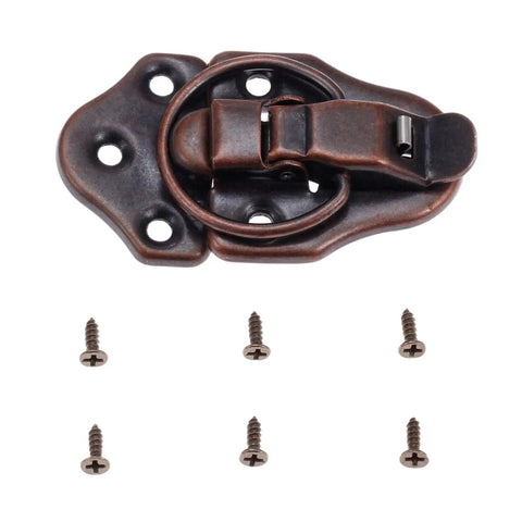 Toggle Hasp Lock for Jewelry Box and Chest, Iron Red Copper Finish 68x38mm with mounting screws