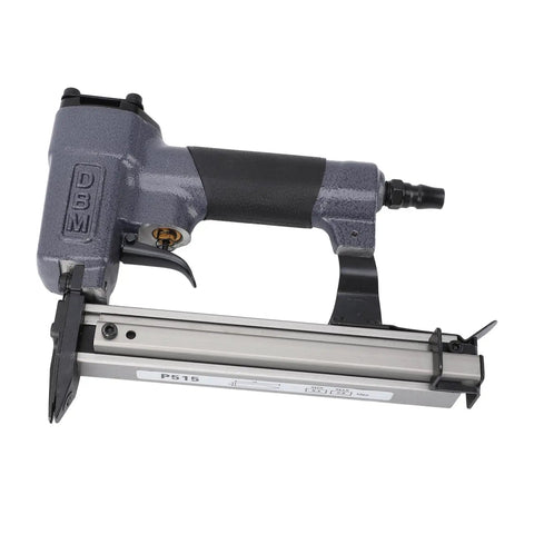 Smooth Operator Pneumatic Brad Nailer For Wood Framing And Fine Craftsmanship With 100 Shot Capacity showing ergonomic handle and metal magazine.