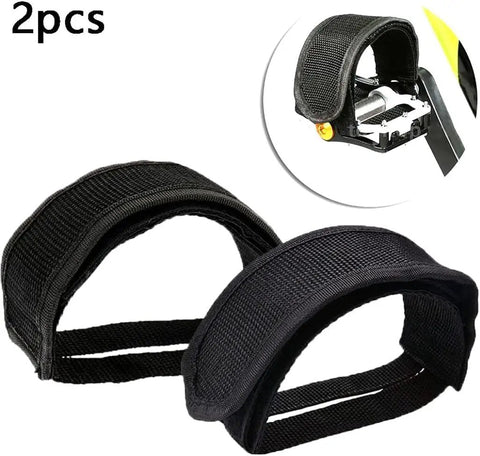 One Pair Bike Pedal Straps For Maximum Foot Grip On All Pedals, Black Toe Clip Straps With Adhesive Backing, Reinforced Stitching