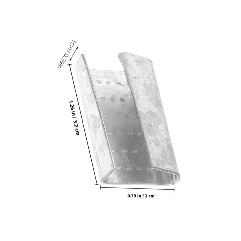 Heavy-Duty Steel Strapping Clips With Iron Buckles 1Kg Pack For Packaging And Strap Fixing, metal seal dimensions shown