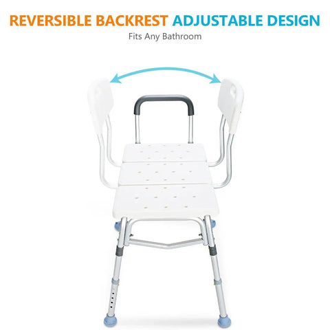 Heavy Duty Tub Transfer Bench With Backrest No Fuss Non Slip Shower Chair For Bathtub 500 Lb Capacity Adjustable Height