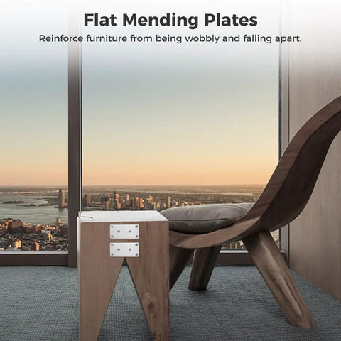 Chair with Heavy Duty Flat Mending Plates Kit With 201 Stainless Steel Braces And Screws, 3.9 By 1.9 Inch, Six Hole Flat Repair Brackets