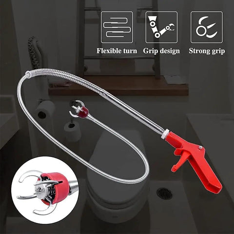 Toilet Drain Snake With Flexible 4 Claw Grabber For Retrieving Toys And Small Items, Gentle On Wet Wipes And Hair, Clears Mild Clogs, Affordable Alternative To Calling A Plumber