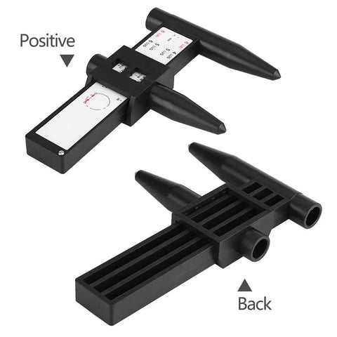 New Pro Gear Sliding Rim Bolt Pattern Measuring Tool With Hella Precise PCD Ruler showing front and back view, detailed gauge features.