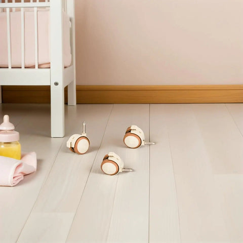 4 Pack Swivel Stem Casters With Locking Mechanism For Cots And Furniture Plug And Play Setup Quiet Rubber Wheels in nursery