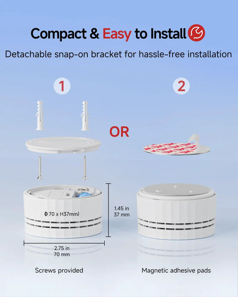 Installation options for Smart Carbon Monoxide Detector With Matter Thread Real Time Alerts UL 2034 5th Edition Certified.