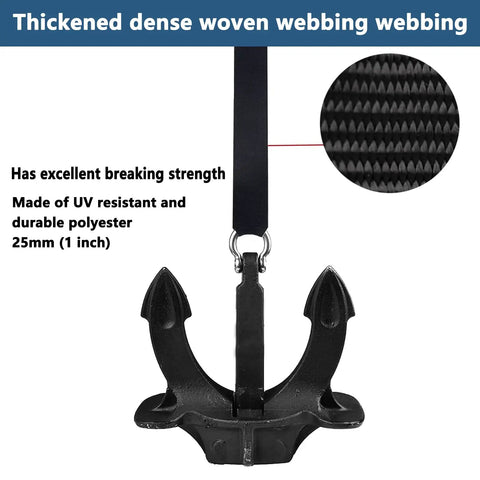 Heavy Duty Bimini Boat Top Straps With Stainless Steel Hooks Adjustable 38 To 70 Inches showing thick UV-resistant webbing detail.