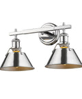 Orwell Bath Vanity Light Chrome Finish With Chrome Shade, Industrial Vintage Style Bathroom Fixture Made From Durable Steel