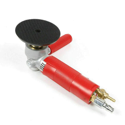 4 Inch Pneumatic Wet Stone Polisher with Water Feed for Marble and Granite, a tool with red handle and adjustable water feed