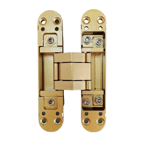 2Pcs Sleek And Rock Solid Three Dimensional Adjustable Hidden Door Hinges In Black Finish For Zero Visible Gap Cabinet Doors Plus Easy Install Heavy Duty Zinc Aluminum Alloy Construction For Pros, detailed front view.
