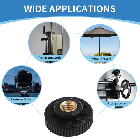 Black 1/4-20 Inch Camera Nut Female Threaded Knurled Thumb Nuts Adapters for cameras tripods ball heads and lamp holders 4 pack durable brass