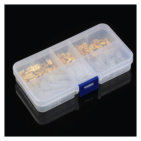 Check Out This Awesome 120 Piece Assorted Insulated Female Wire Connector Kit With Spade Terminals For Crimping Electrical Wiring In 2.8 4.8 And 6.3mm Sizes To Fix Your Ride Or DIY Projects Easily Today. Transparent plastic organizer with assorted gold insulated female spade terminals