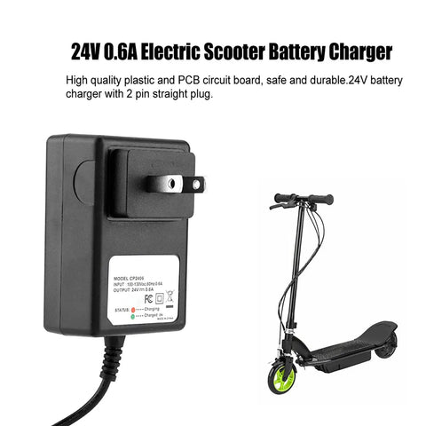 24V Electric Scooter Battery Charger For Power Core E100 E125 E500S PR200 With US 110V Plug Safe Durable 2 Pin Straight Cord