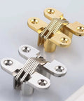 Hidden Concealed Cross Door Hinge 8x42mm With Screw For Wood Or Metal Doors And Cabinets Folding Doors Windows 180 Degree Swing Silver DIY