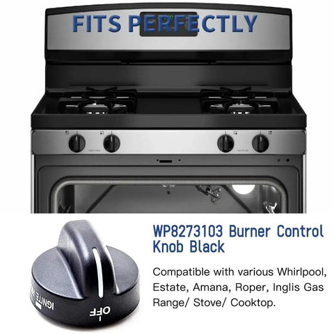 4 Pack Black Gas Range Burner Knobs Replacement For Standard Home Gas Ranges Easy Install Fits 8273103 8273107 8273111 ER8273103