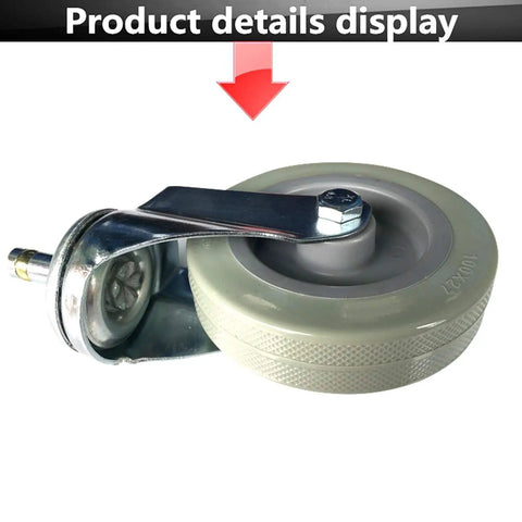 Heavy Duty Four Inch Swivel Caster Wheel showing gray poly wheel and sturdy metal bracket, ideal for heavy loads and smooth rolling.