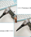 Digital caliper measuring Eight Pack 10 Series Aluminum Extrusion Corner Brackets 90 Degree Right Angle L Connectors with unit display.