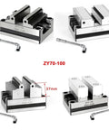 Ultra Tough Four Axis And Five Axis CNC Turntable Fixture With Self Centering Vise For Machining Centers showing ZY70-100 model details.
