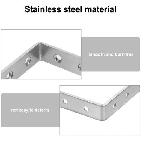 Stainless Steel L Shaped Corner Bracket for Furniture Fixing with Screws, Heavy Duty 90 Degree Angle Plate, smooth and burr-free finish