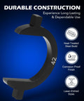 Front view of Orion Motor Tech inner tie rod removal tool; black steel curved ring with laser-etched size marks.