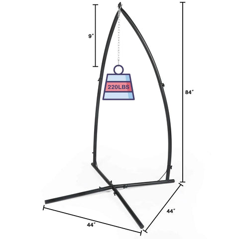 C Type Hammock Chair Stand Heavy Duty Steel Frame With Adjustable Height One Person Setup In Minutes Indoor Outdoor Fits Hanging Chair Tree Tent Lounger Air Porch Swing 220 Lbs Capacity Black