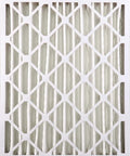 Front view of Pleated MERV 13 Air Filters 16x20x4 6 Pack With Actual Size 15.5 x 19.5 x 3.63 showing pleated design and grid cover.