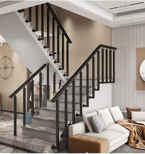 Built Like Tanks Square Metal Stair Spindles Side Mount Banister Rail Kit Pre Drilled Deck Columns With All Hardware Outdoor Patio Staircase Garden Safety Posts 25 Pack 25 Inch Hassle Free Install in a modern home interior.