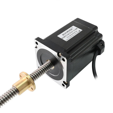 Heavy Duty Nema 34 Linear Screw Stepper Motor Delivering 8 Newton Meter Torque And Six Amp Power With Rock Solid Craftsmanship for CNC use.