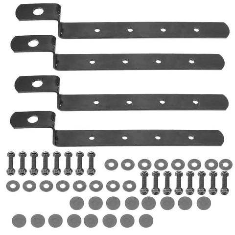 Rugged Iron Side Case Mounting Brackets Kit For Motorcycles, shown with hardware set, 53x35x215mm, durable design for rough roads