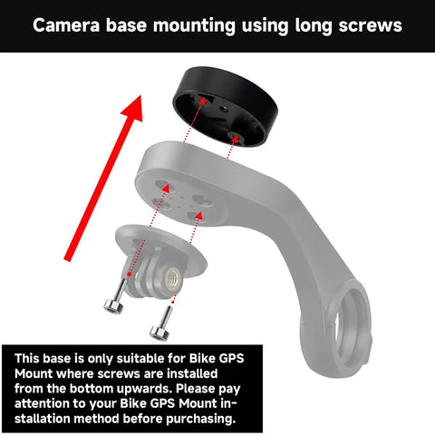Ride Ready GPS Mount Adapter Insert Set showing camera base mounting with long screws and arrows