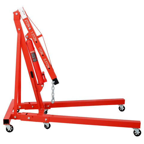 Tough As Nails 4000 Lbs Folding Engine Hoist Cherry Picker Crane with 6 Swivel Casters, heavy duty steel structure, portable design.