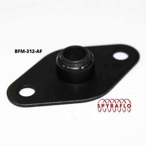 Three Pack Five Sixteenths Inch Self Aligning Acetal Bearings With Two Bolt Flange Mount designed for high speed machinery, showing a close-up of the black flange mount.