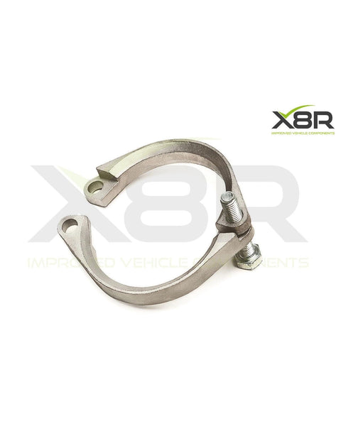 Repair Replacements Fix Kit For Rusted And Corroded Exhaust Flanges And Muffler Back Box Brackets DIY Friendly Easy Install Compatible With BMW E46 M3 1999 2006 Sturdy Steel Parts For Long Lasting Performance - Stainless steel exhaust flange with bolts and logo in view