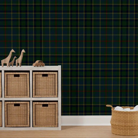 Classic Peel And Stick Wallpaper Killer Linen Weave Removable Accent Wall Decor with plaid design in room setting.