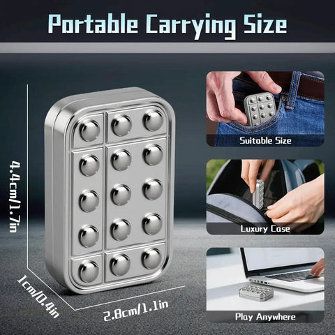 Kick Back With This Dope Metal Magnetic Fidget Slider For Adult Teens Crisp Snappy Clicks Infinite Loop Mechanism Helps You Chill, shown in portable carrying size.