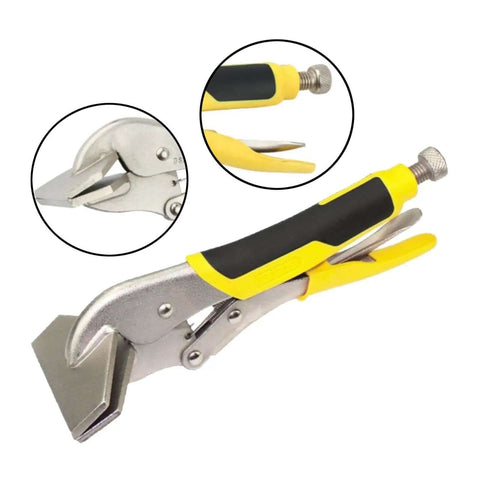 11 Inch Sheet Metal Locking Plier Clamp Beefy Heavy Duty Metal Bender Tool with quick release lever, close-up view