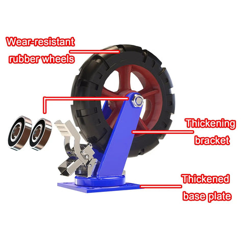 Heavy Duty 12 Inch Fixed Caster Wheel Set Of 4 With Solid Rubber Puncture Proof Wheels